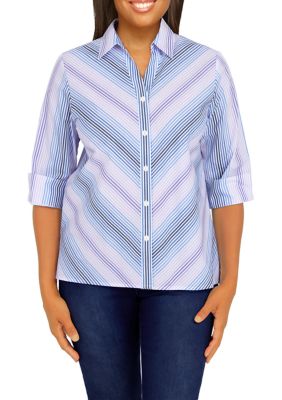 Women's Classic Mitered Stripe Woven Blouse