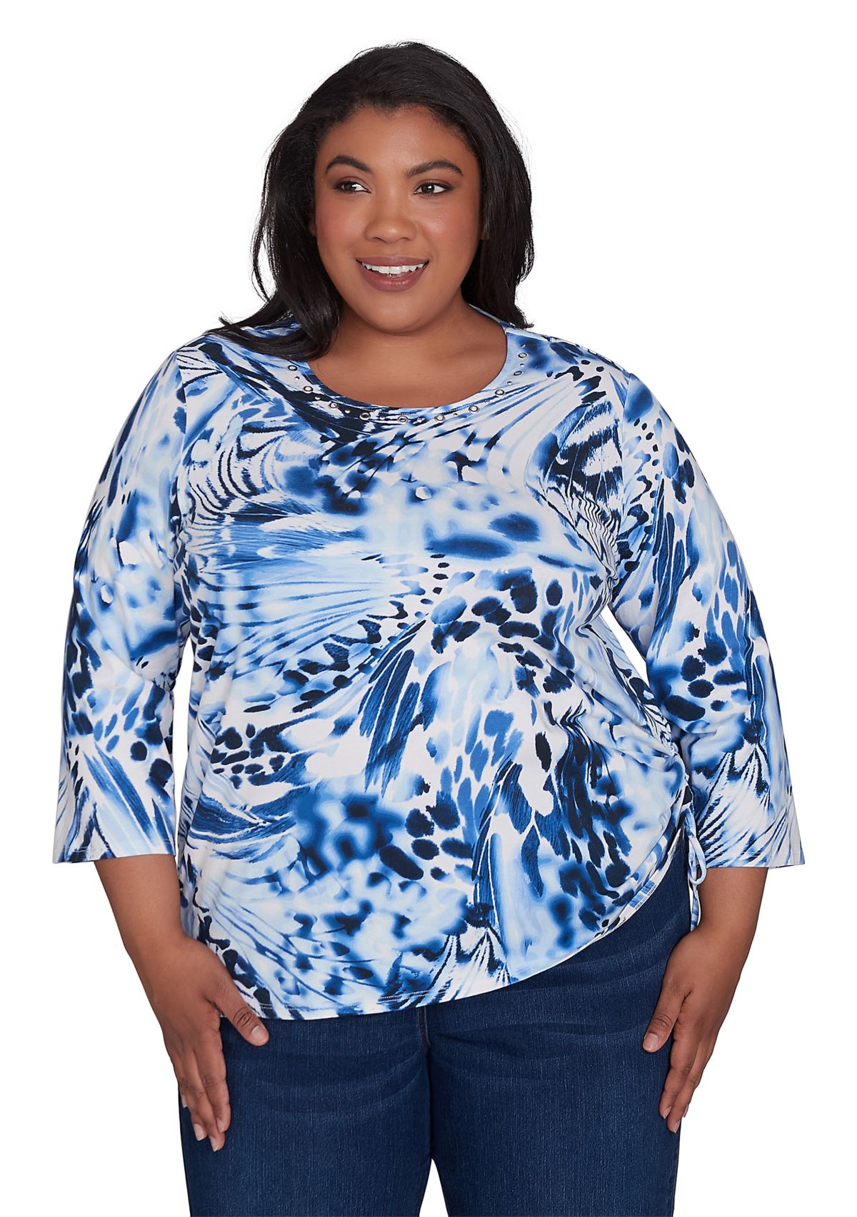 Plus Size Abstract Animal Print Top