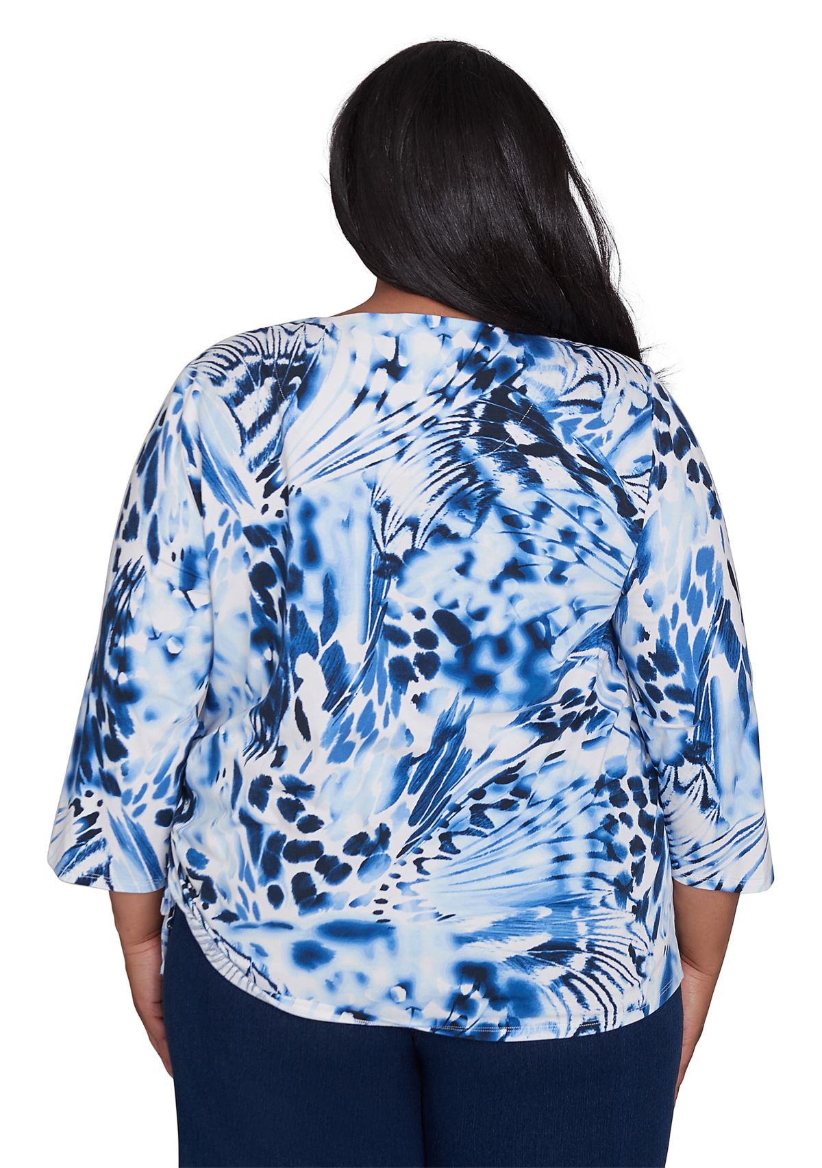 Plus Size Abstract Animal Print Top