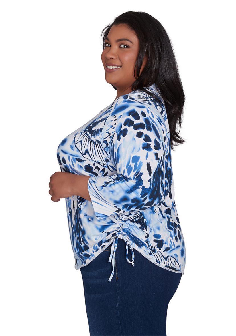 Plus Size Abstract Animal Print Top
