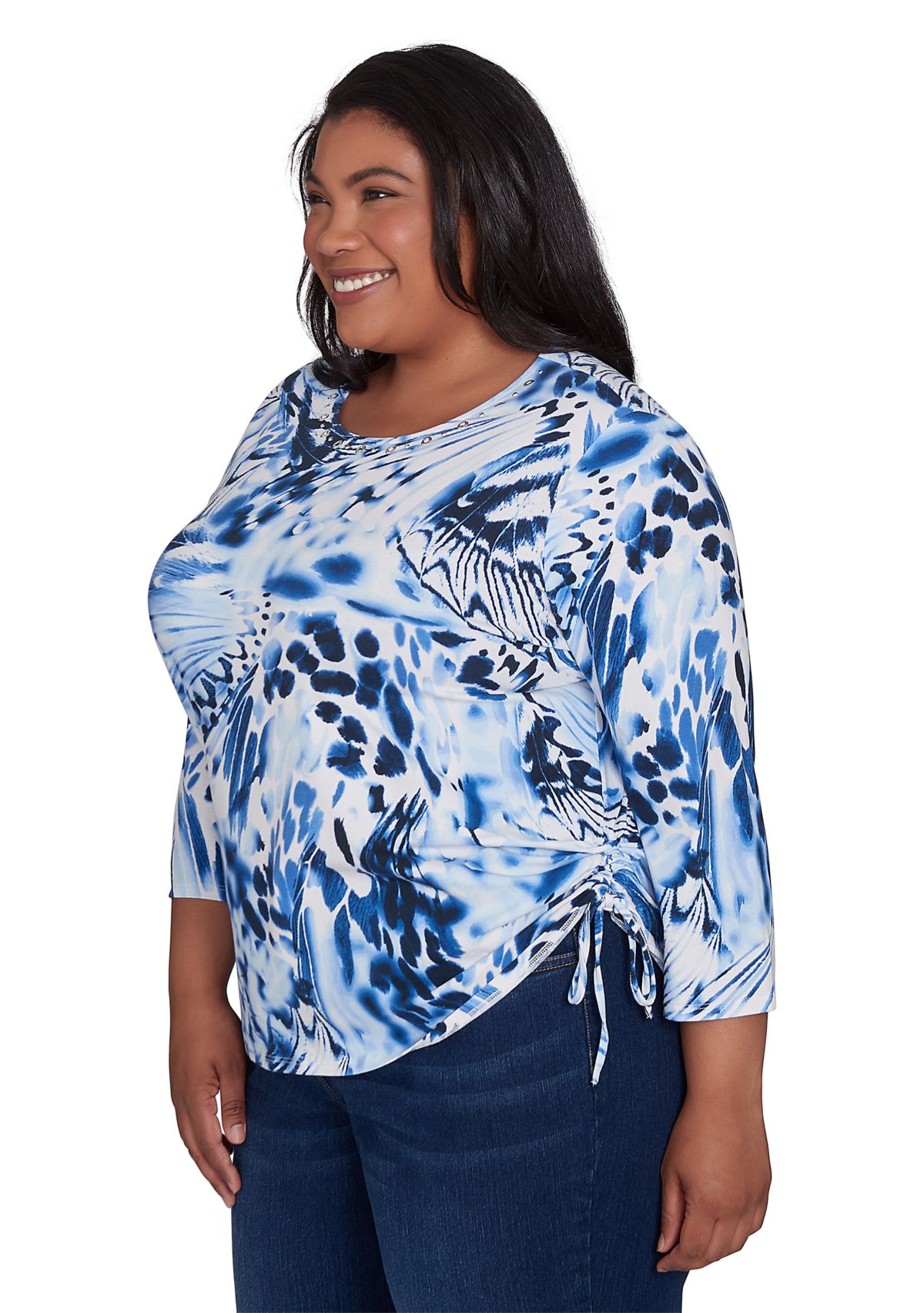 Plus Size Abstract Animal Print Top