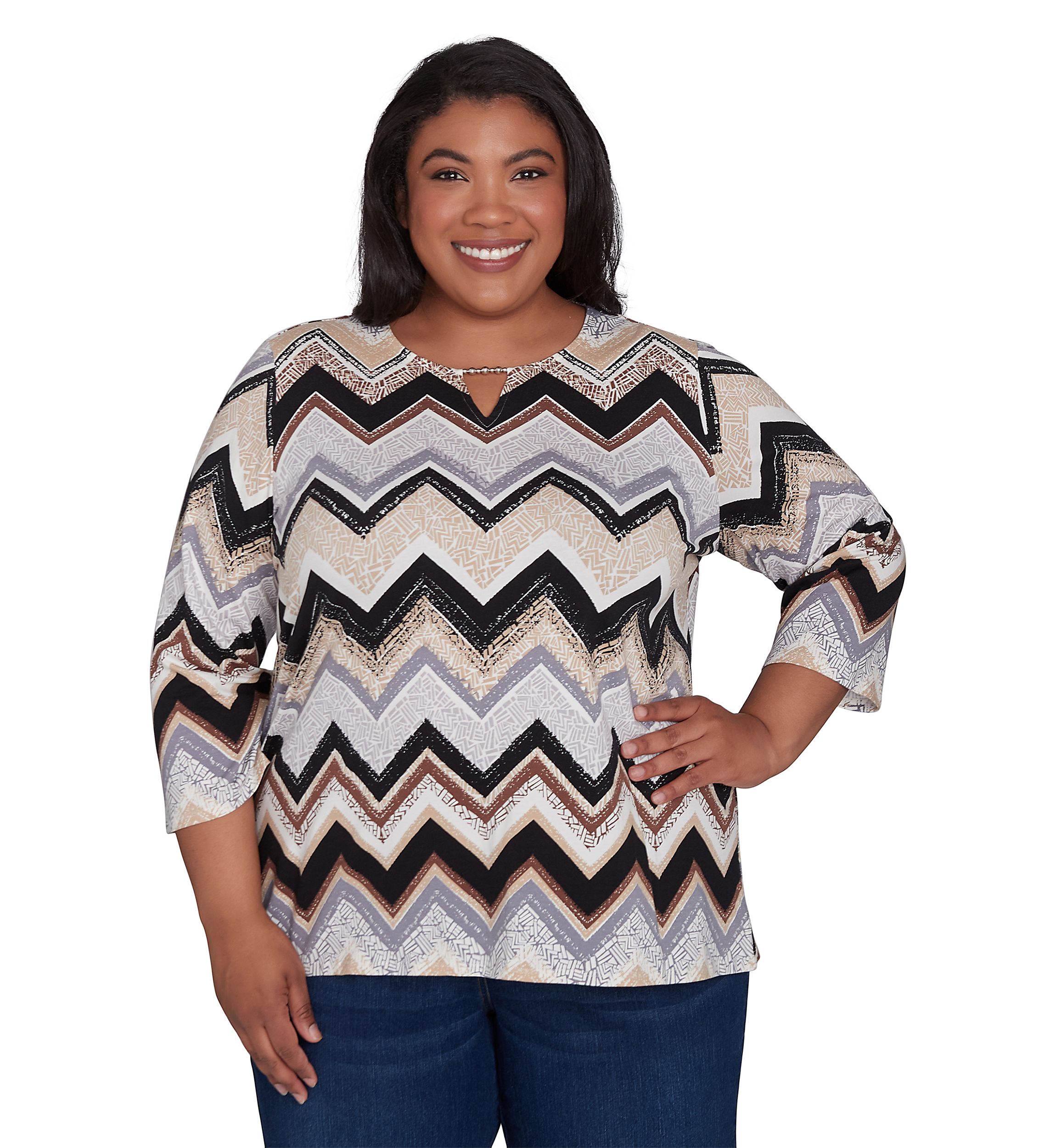 Plus Size Zig Zag Printed T-Shirt