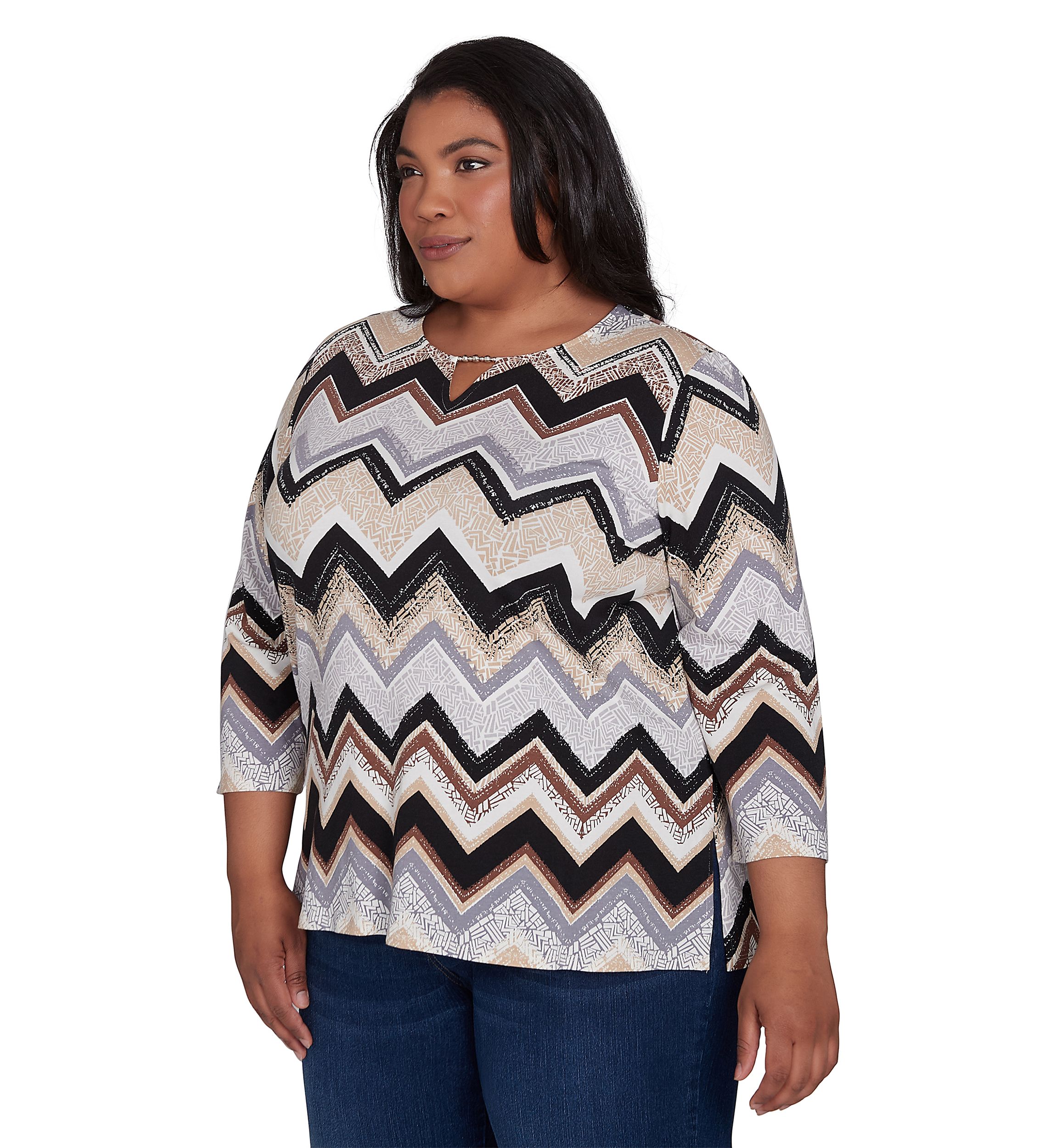 Plus Size Zig Zag Printed T-Shirt