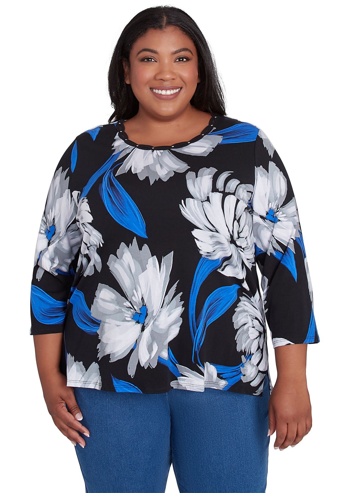 Plus Size Brushstrokes Floral Top