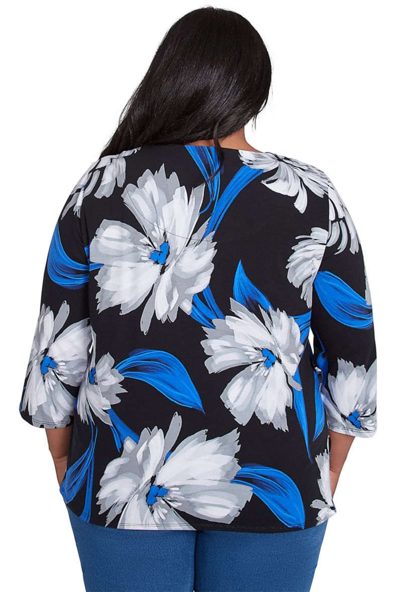 Plus Size Brushstrokes Floral Top