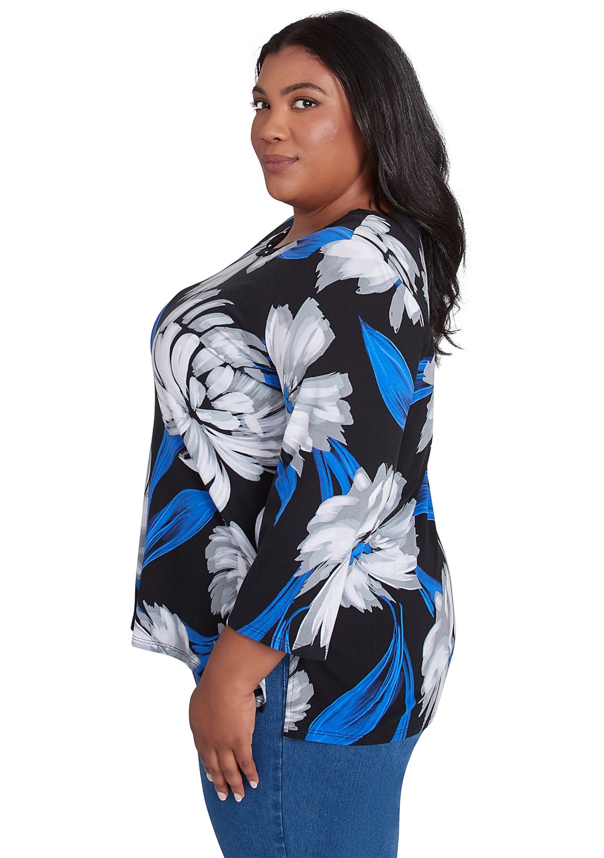 Plus Size Brushstrokes Floral Top