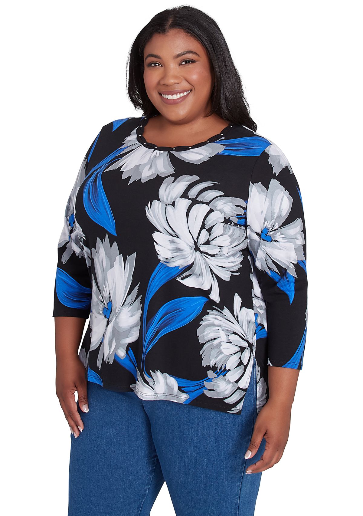 Plus Size Brushstrokes Floral Top