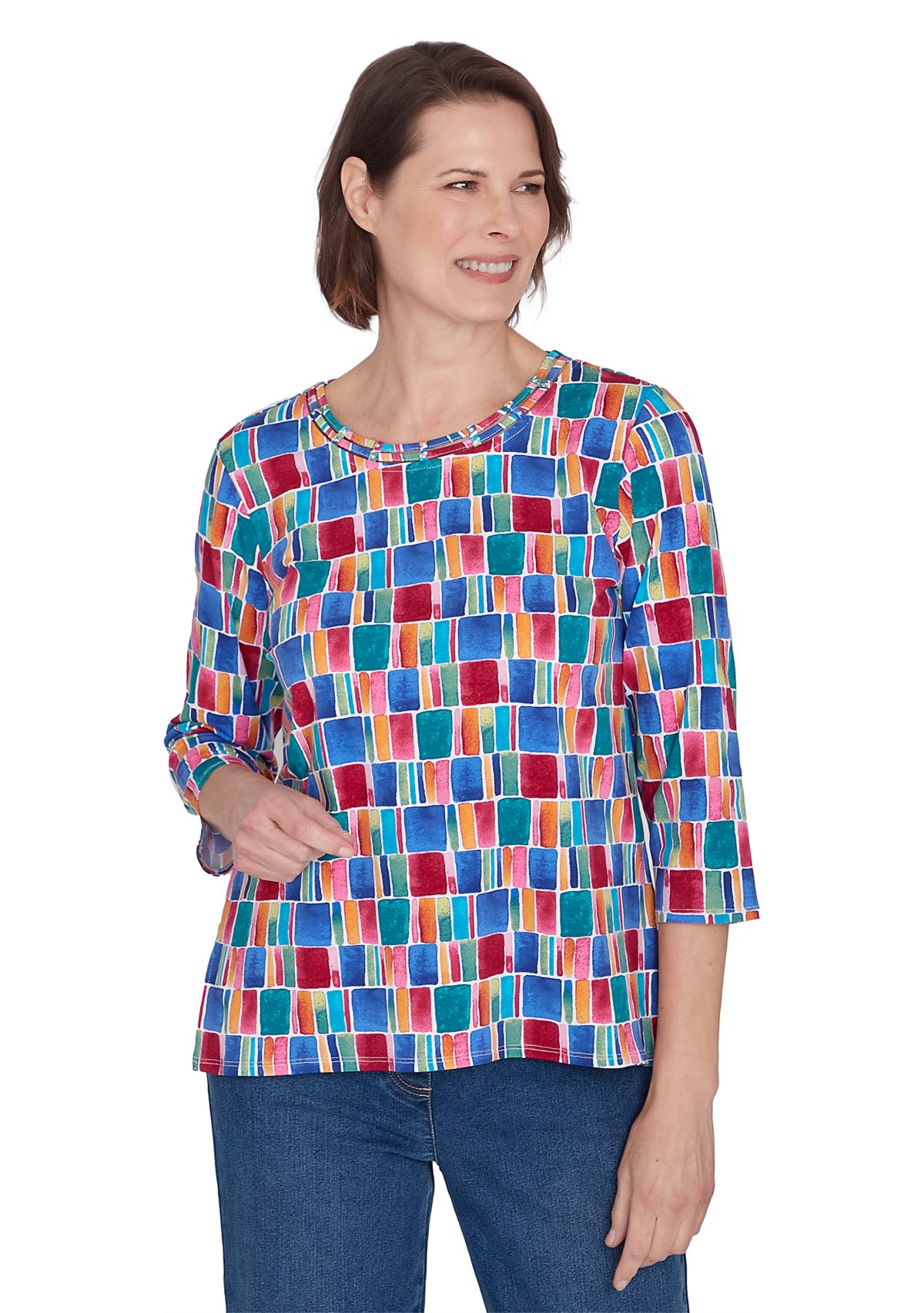 Petite Box Print Top