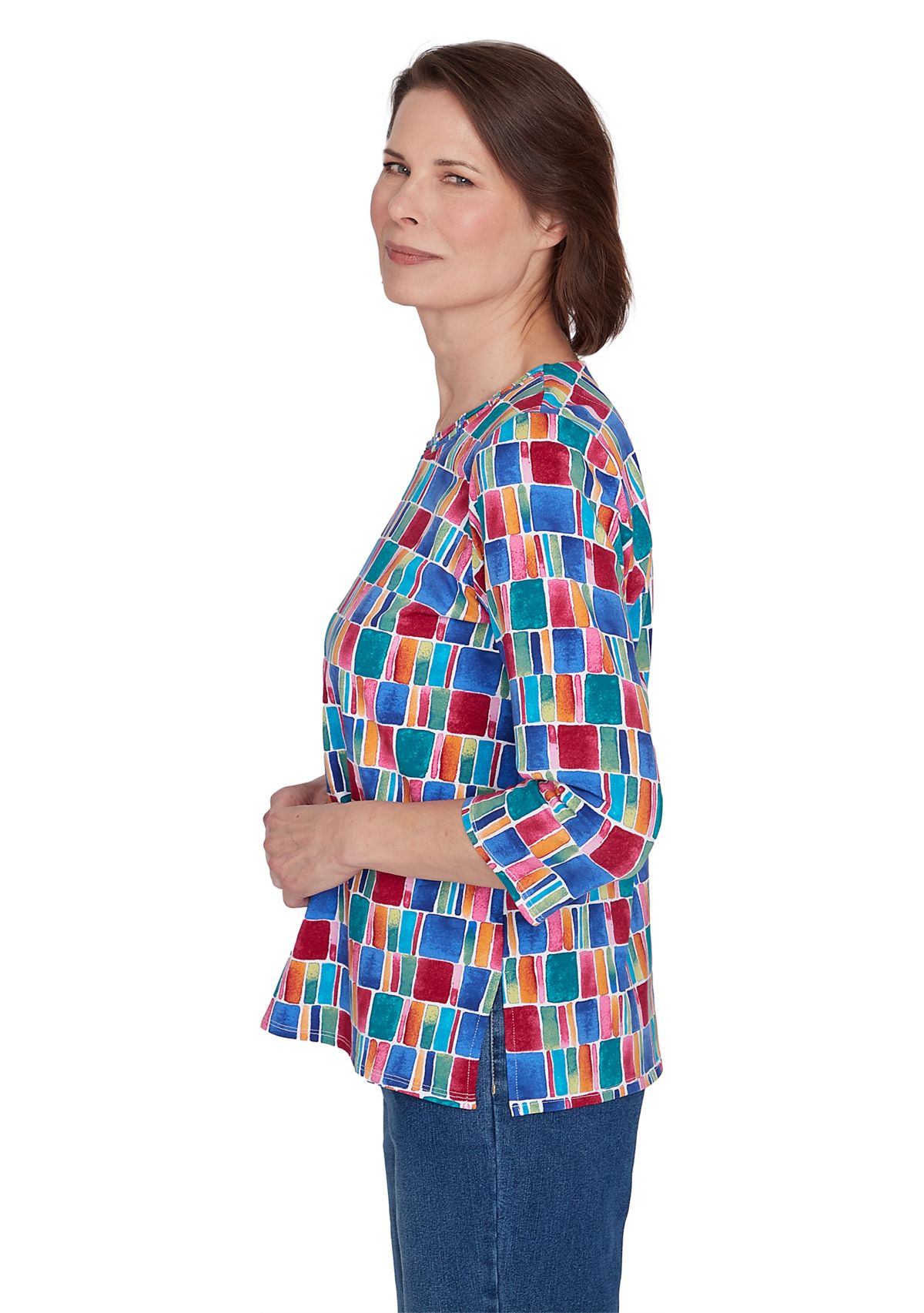 Petite Box Print Top