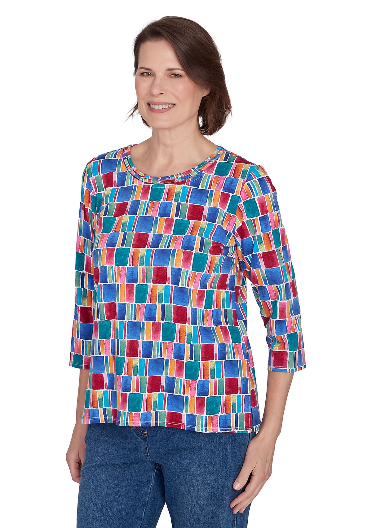 Petite Box Print Top