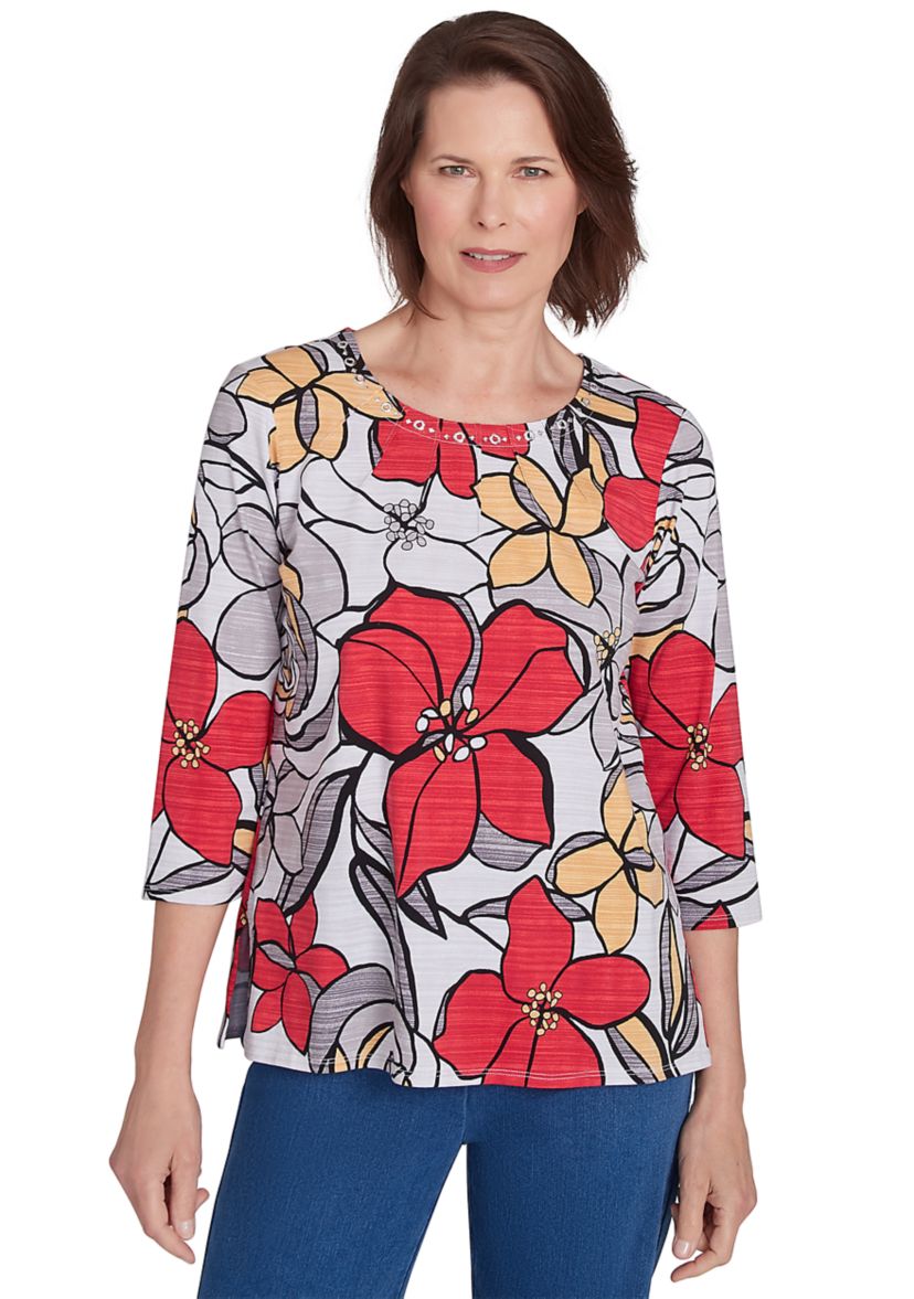 Petite Key Items Bold Floral T-Shirt 