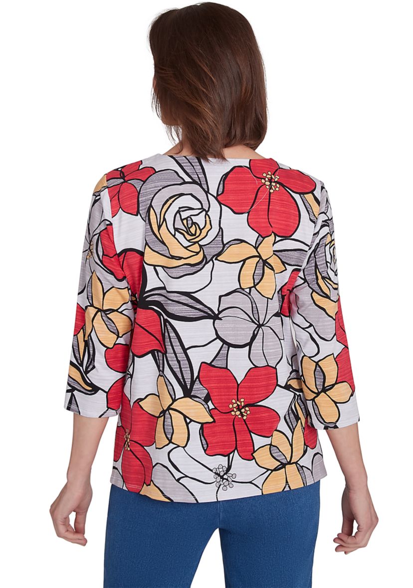 Petite Key Items Bold Floral T-Shirt 