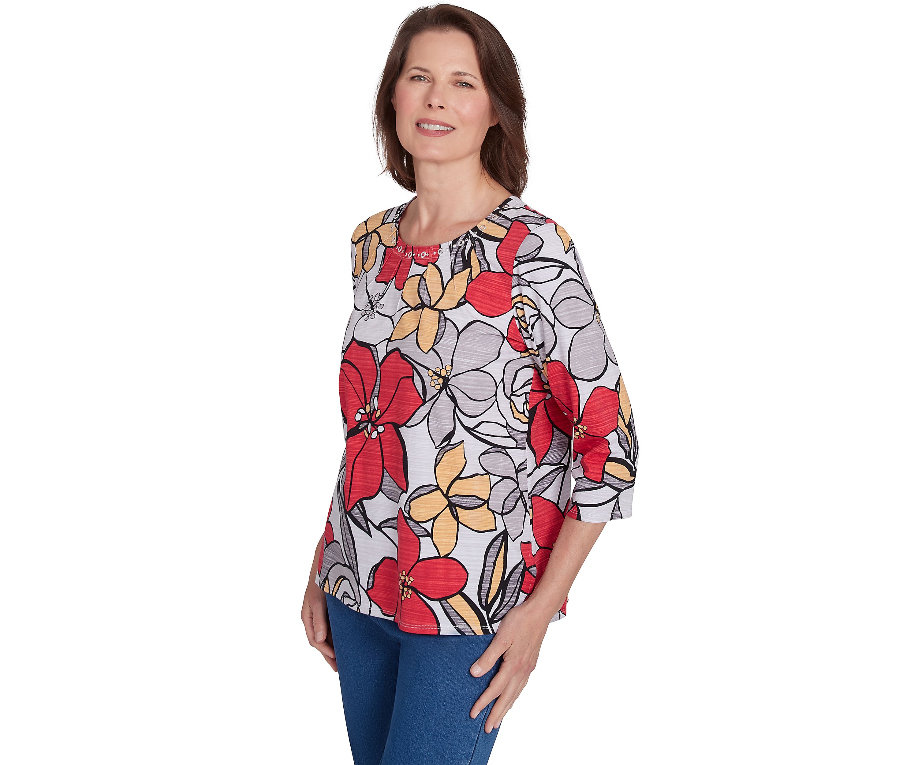 Petite Key Items Bold Floral T-Shirt 