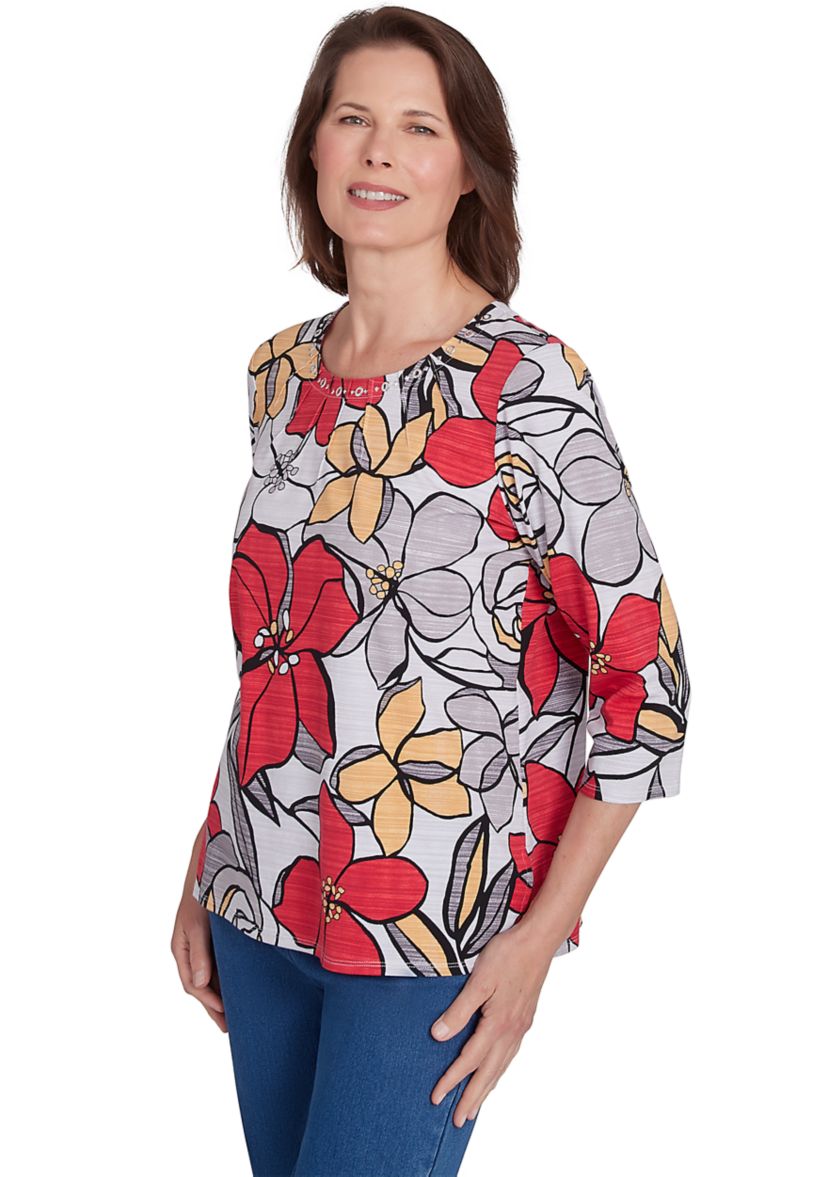 Petite Key Items Bold Floral T-Shirt 