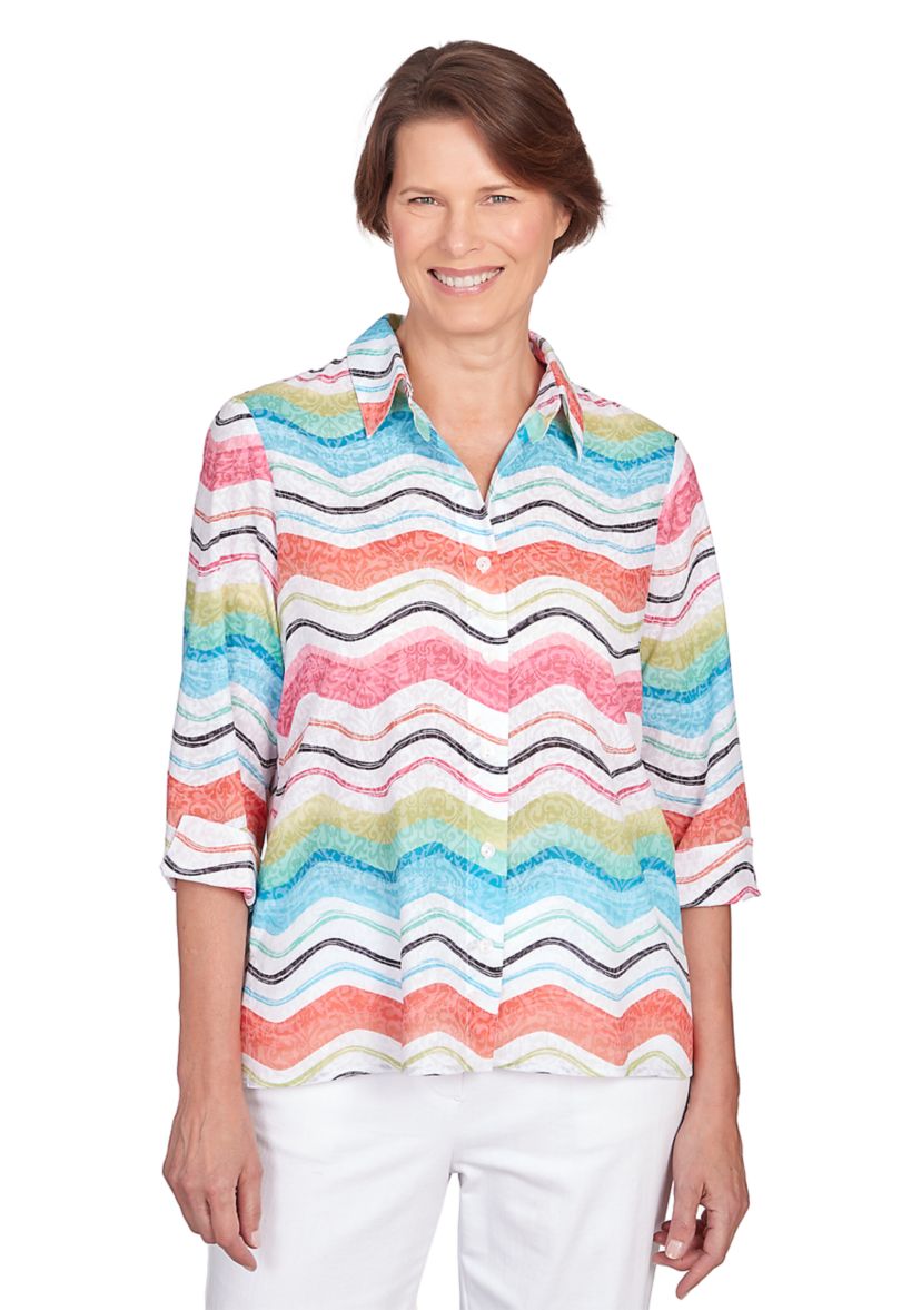 Womens Classics Brights Wavy Stripe Top