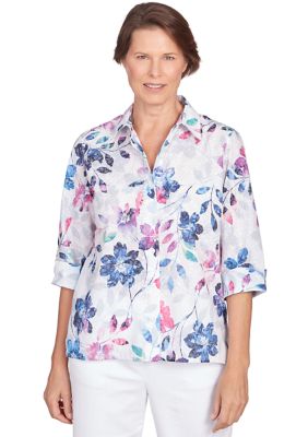 Women's Classics Denim Floral Burnout Top