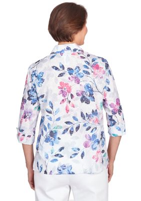 Women's Classics Denim Floral Burnout Top