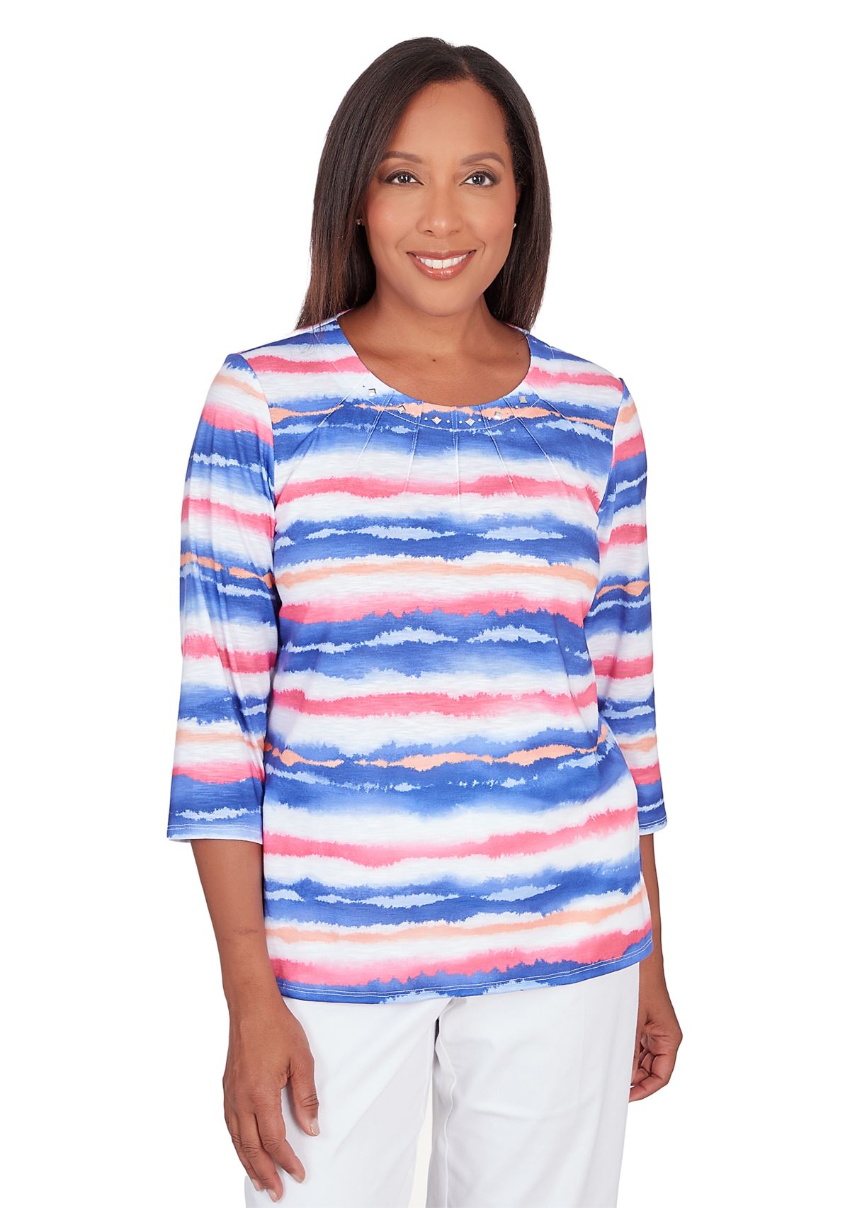 Womens Classics Brights Watercolor Biadere Top