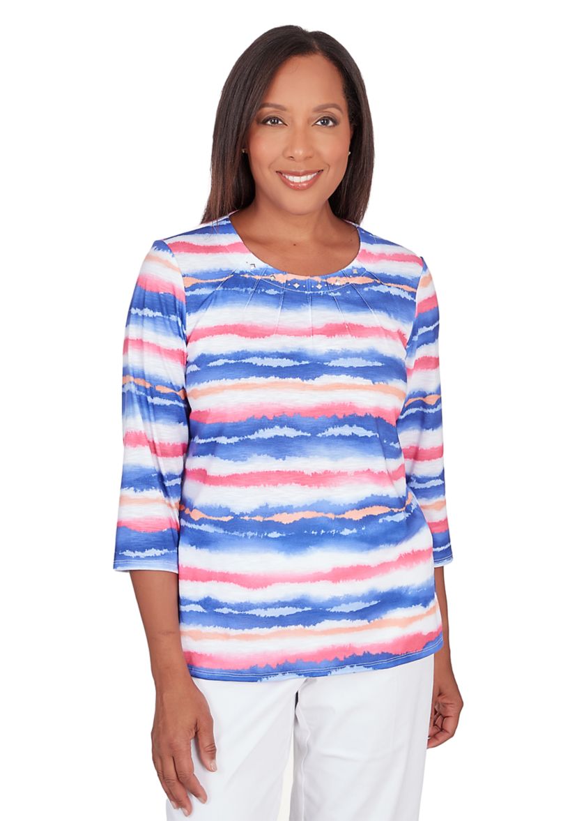 Womens Classics Brights Watercolor Biadere Top