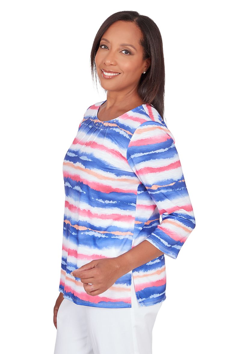 Womens Classics Brights Watercolor Biadere Top