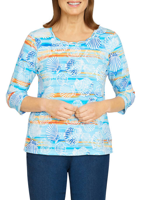 Alfred Dunner Womens Printed Top