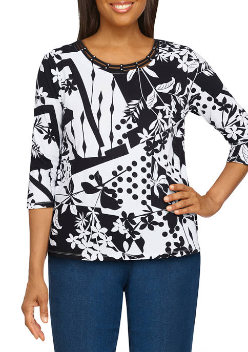 Womens Floral Patchwork Print Top