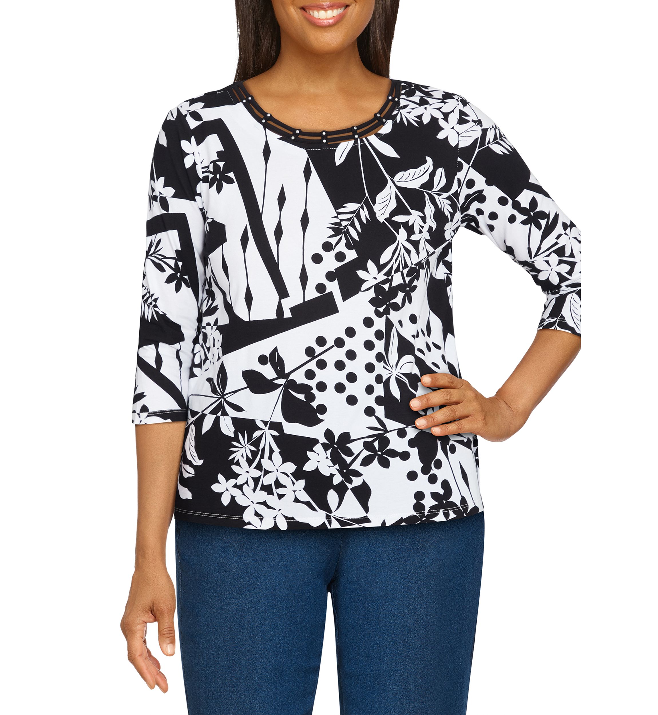 Womens Floral Patchwork Print Top