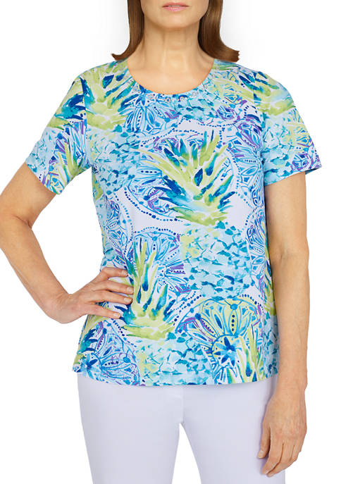 Alfred Dunner Classics Pineapple Print Knit Top