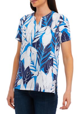 Women's Short Sleeve Palm Print T-Shirt