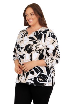 Plus Exploded Floral Printed Top