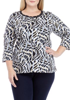 Plus Abstract Animal Print Knit Top