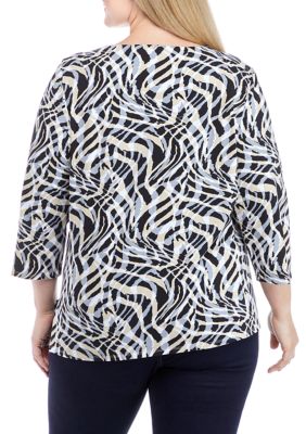 Plus Abstract Animal Print Knit Top