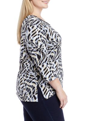 Plus Abstract Animal Print Knit Top