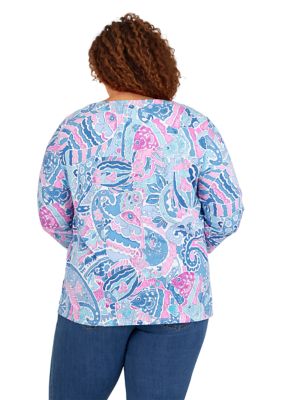 Plus Fish Mosaic Printed Top