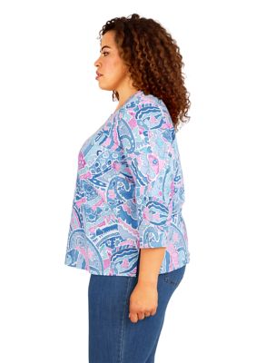 Plus Fish Mosaic Printed Top