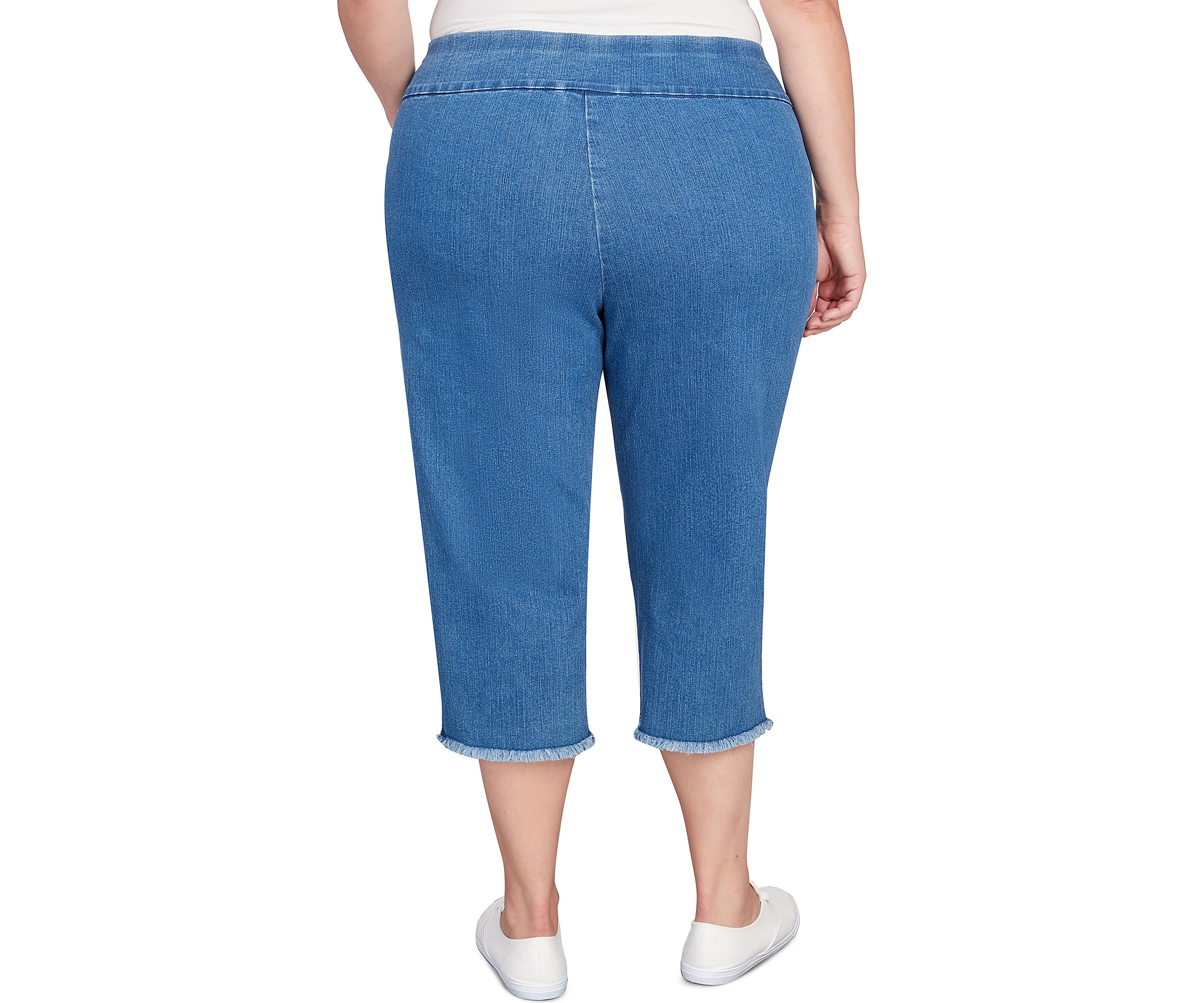 Plus Size Classics Neutrals Denim Fringe Capri Pants