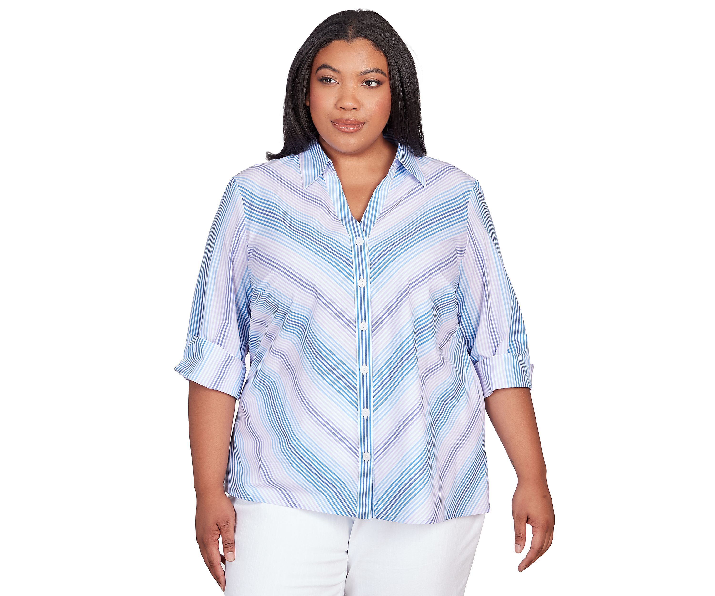 Plus Size Classics Neutrals Mitered Stripe Top