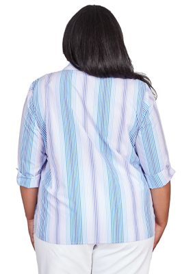 Plus Classics Neutrals Mitered Stripe Top