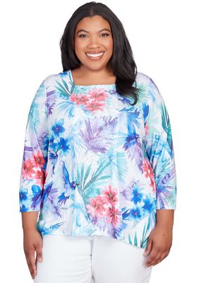 Plus Classics Brights Tropical Birds Top