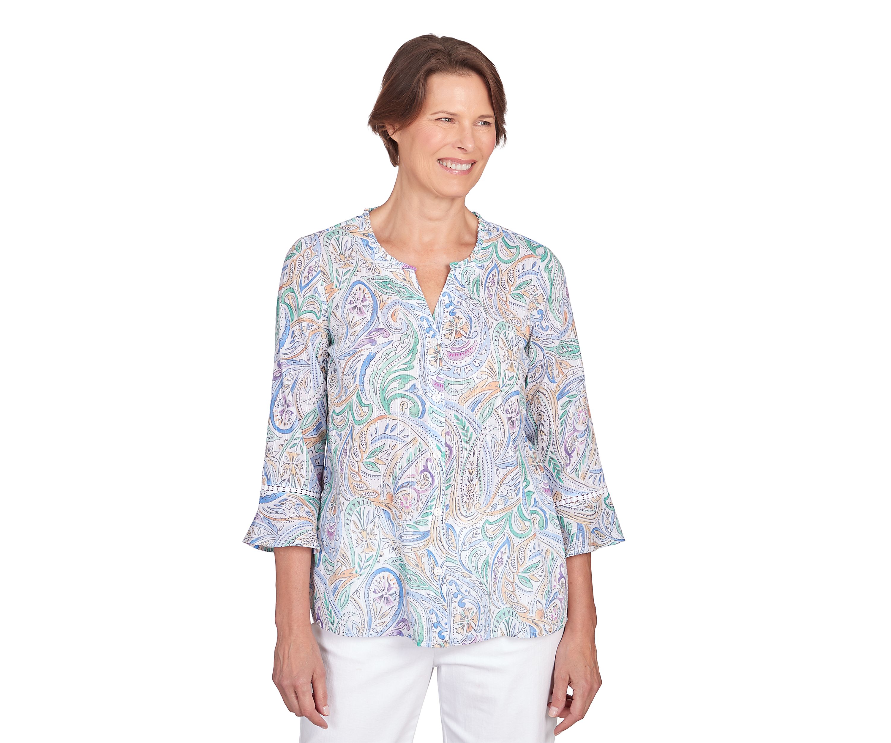 Petite Classics Pastels Paisley Top