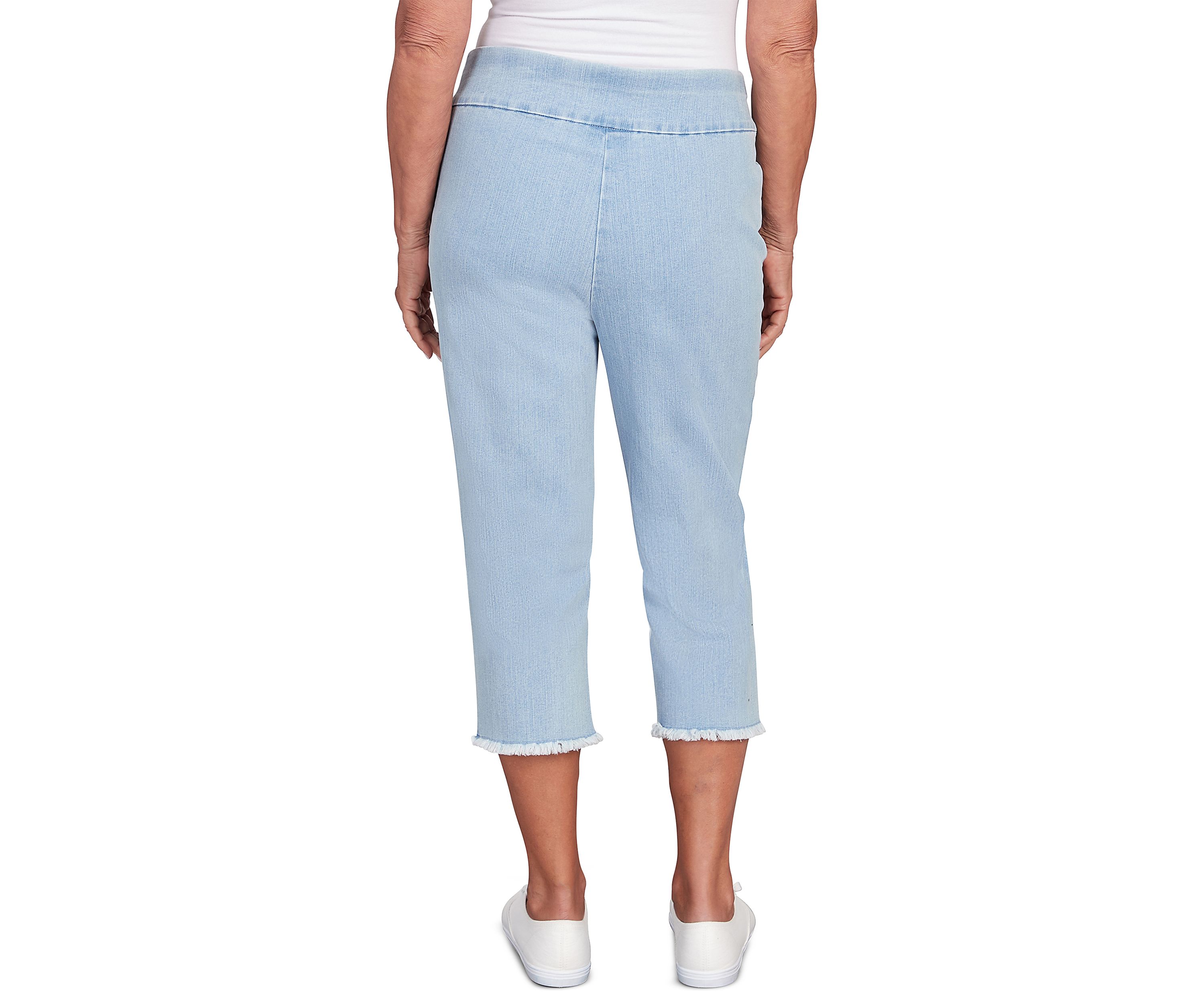 Womens Classics Denim Fringe Capri Pants