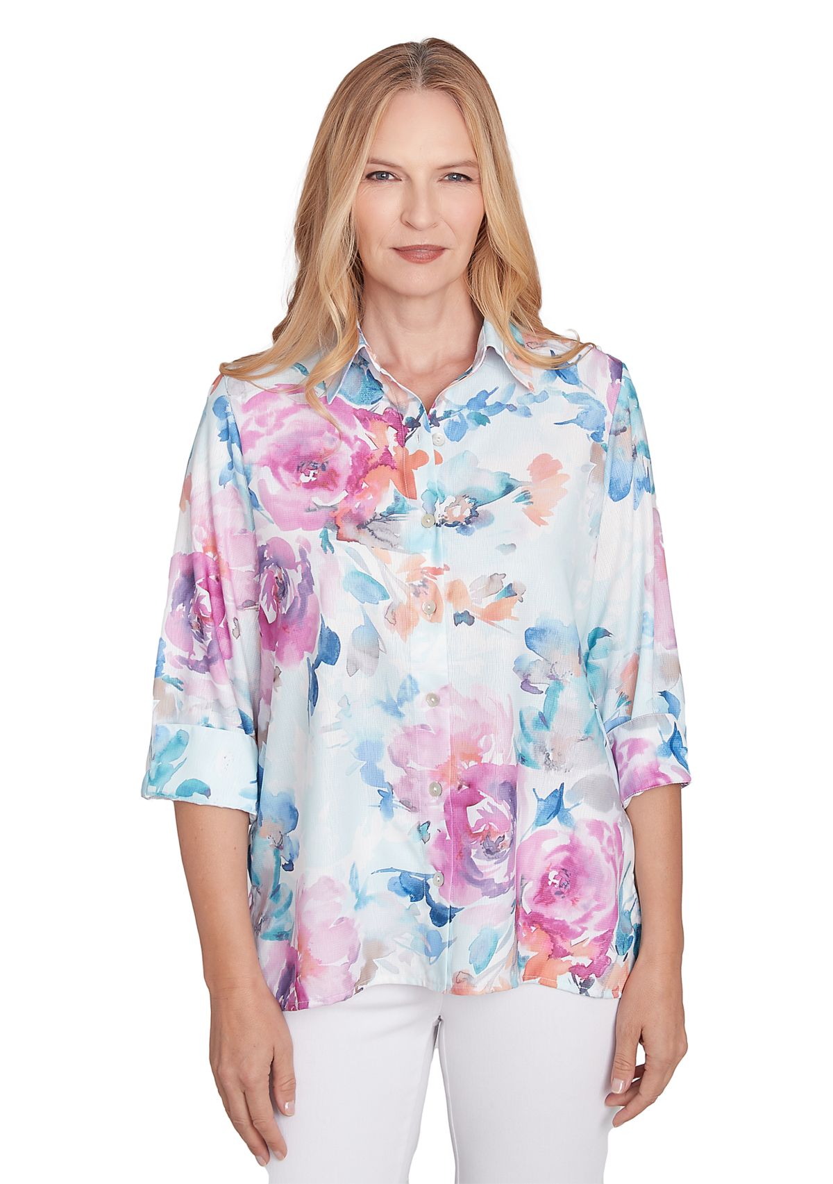 Womens Classics Watercolor Floral Top