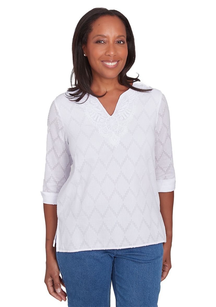 Womens Classics White Texture Top
