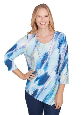 Alfred Dunner Women's Classics Diagonal Brushstroke Top, Small