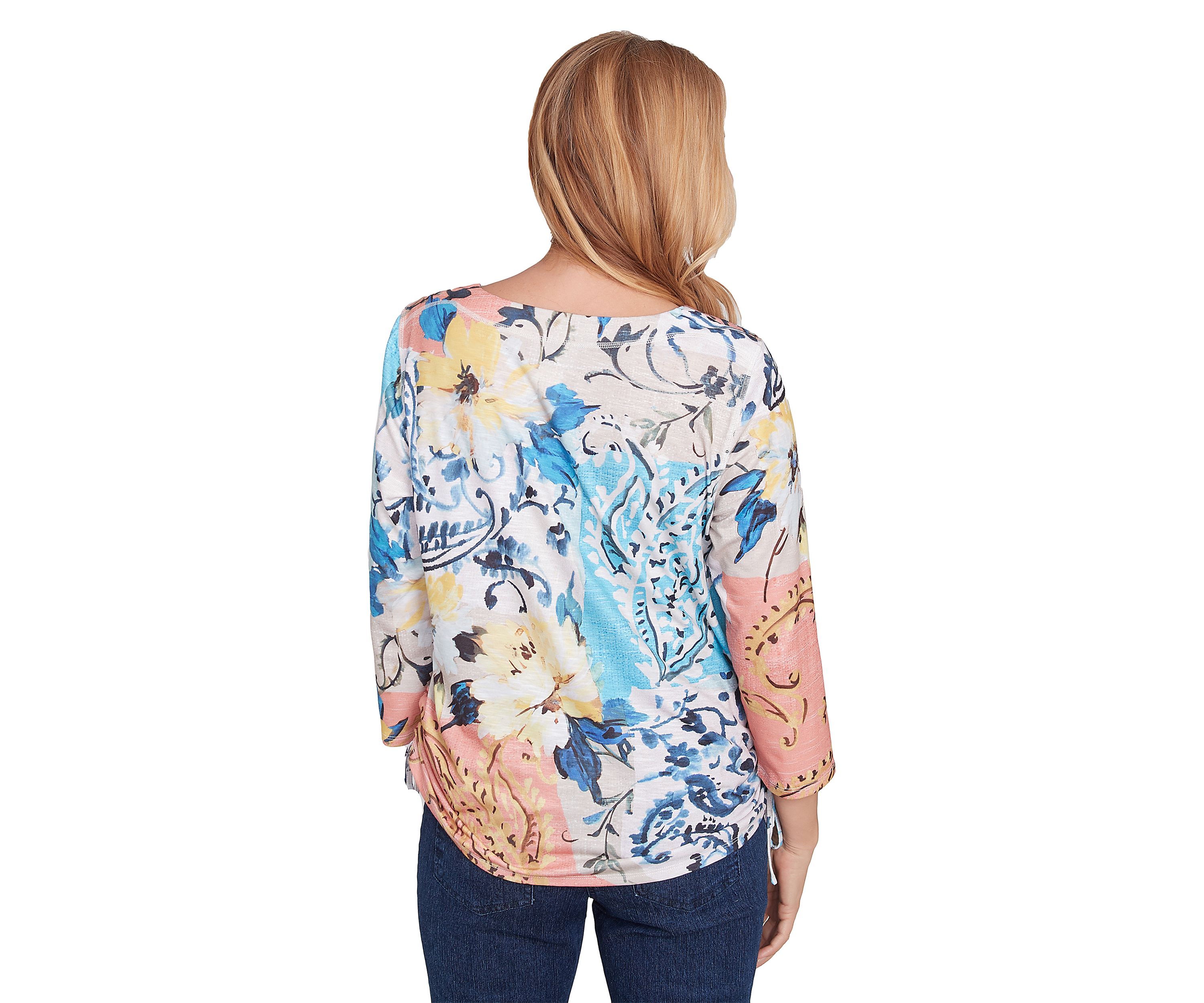Womens Classics Batik Floral Patch Top