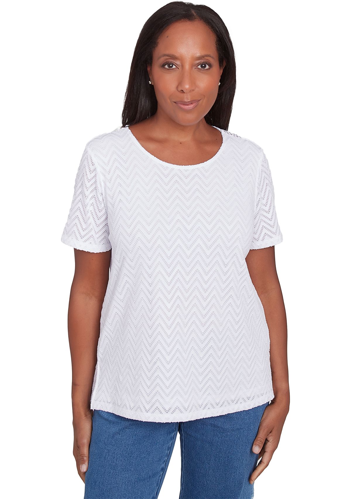 Womens Classics Chevron Texture Top with Back Lace