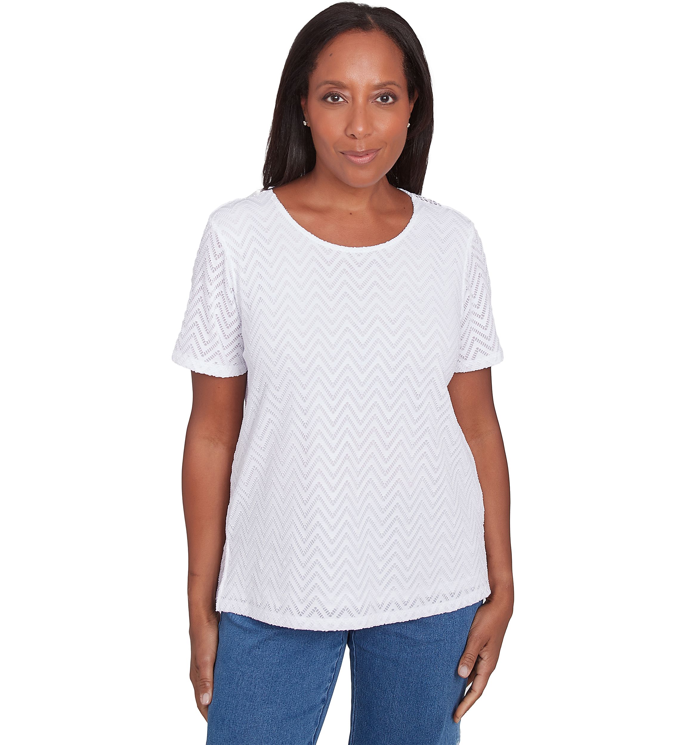 Womens Classics Chevron Texture Top with Back Lace