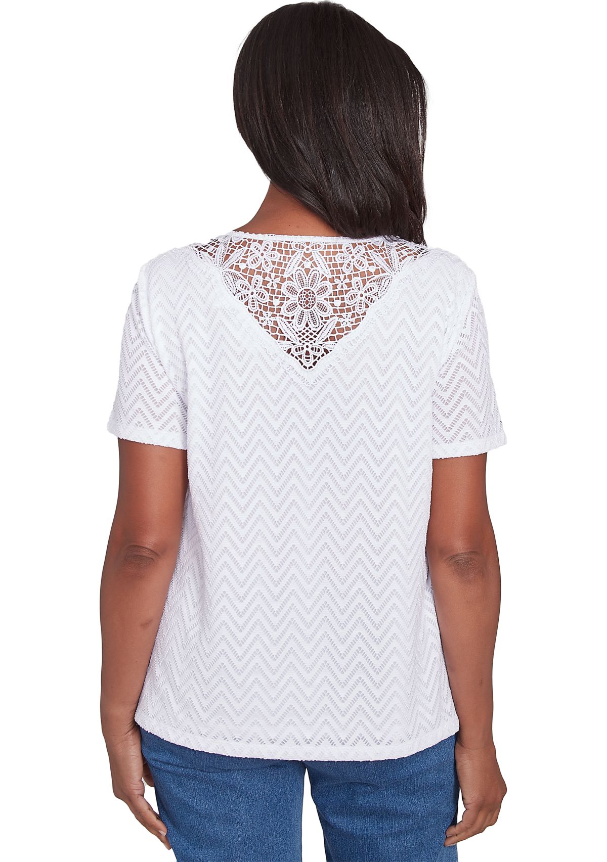 Womens Classics Chevron Texture Top with Back Lace