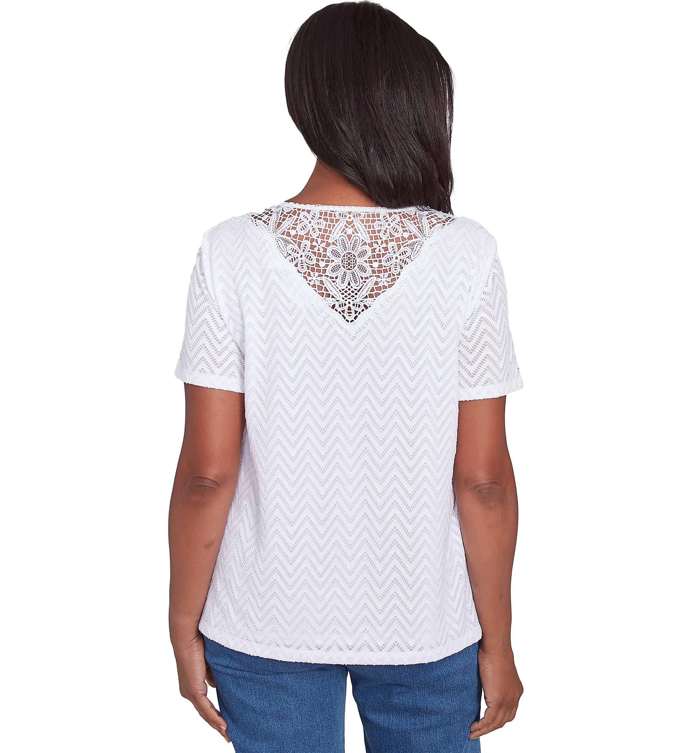 Womens Classics Chevron Texture Top with Back Lace