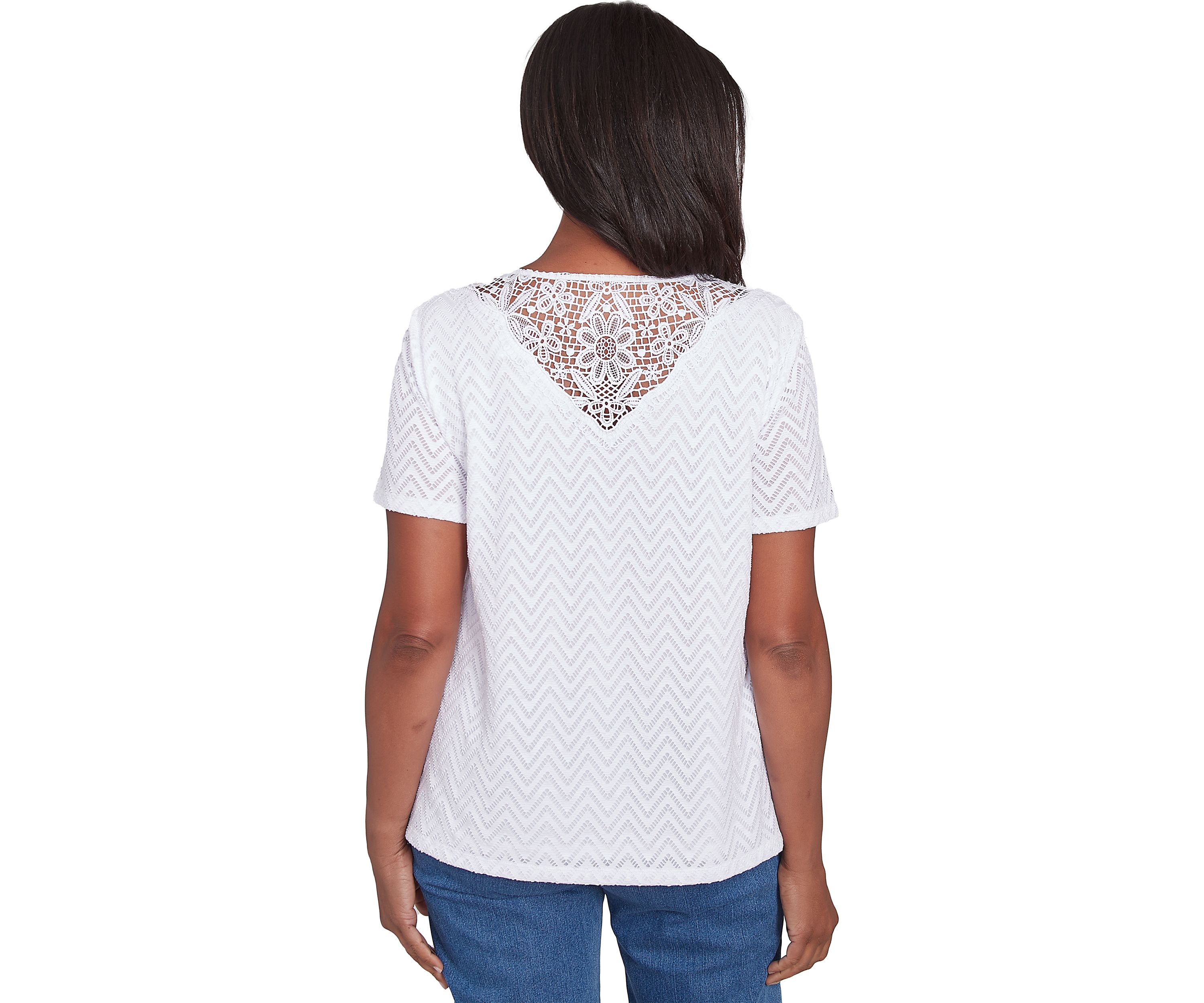 Womens Classics Chevron Texture Top with Back Lace